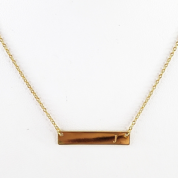 J Monogram Bar Necklace - initial J - 18K GP over 925 sterling silver - dainty - Picture 15 of 16